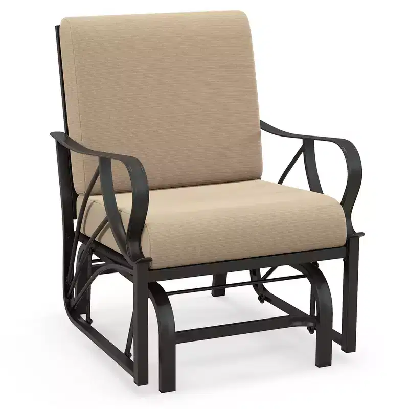 Costway Patio Rocking Chair with Cushion Heavy-Duty Metal Frame Smooth Glider Outdoor