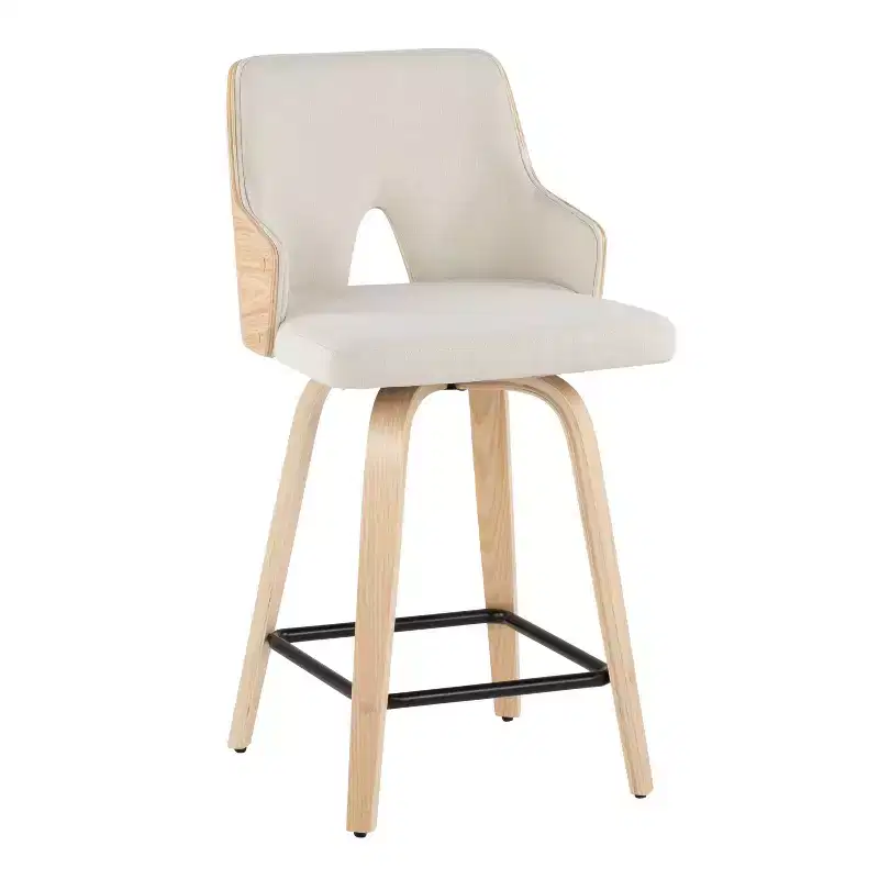 Counter Height Barstools: Swivel, Full Back, Upholstered