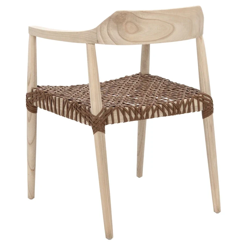 Munro Wanda Woven Leather & Solid Wood Accent Chair (Fully Assembled) - 22 W x 20.5 L x 28.5 H - 22Wx21Dx29H