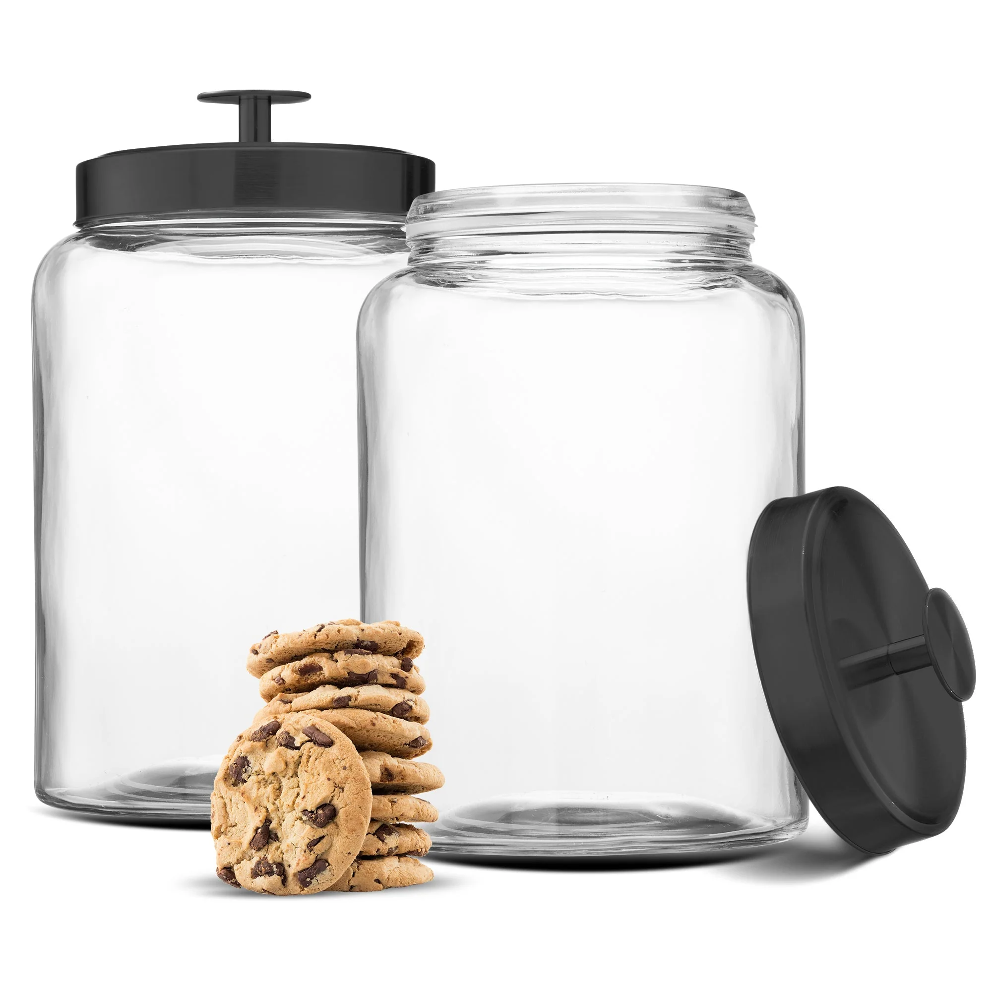 Glass Kitchen Canisters, Set of 2
