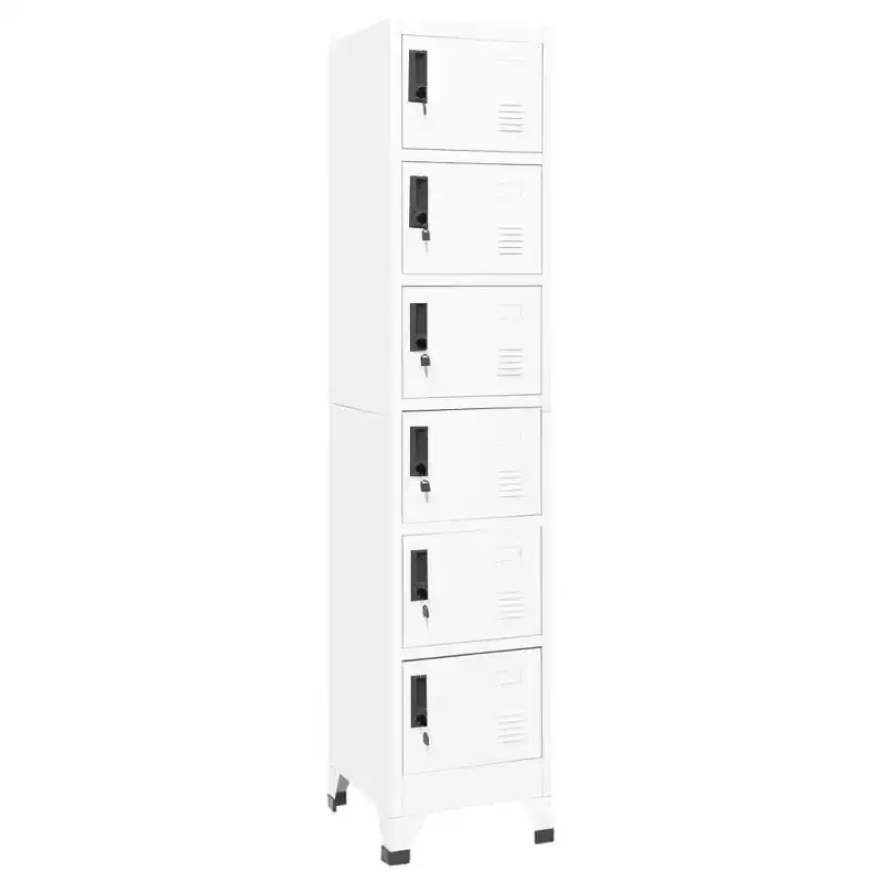 vidaXL Locker Cabinet White Steel 15.0 x 15.7 x 70.9 in Locker Cabinet