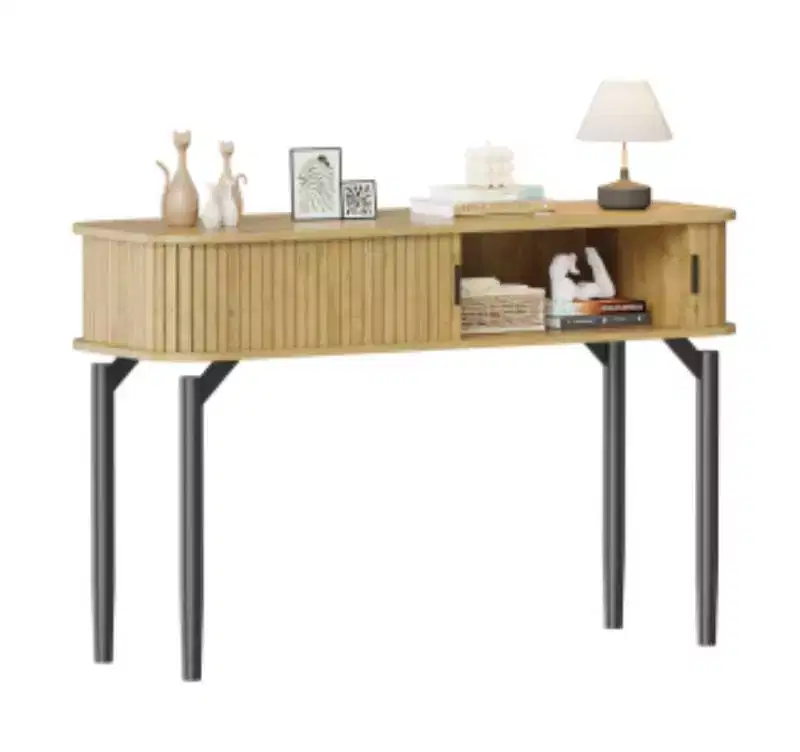 Sliding Door Console Table - Iron & MDF Construction,