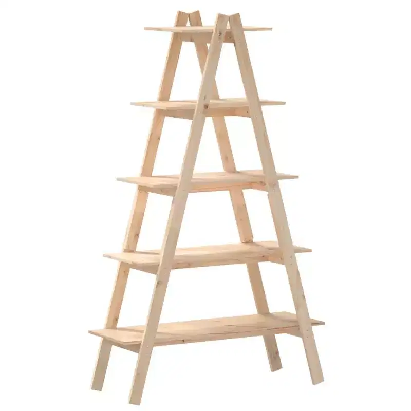 vidaXL 5-Tier Shelf Free Standing A-shape Display Bookcase Solid Wood Pine