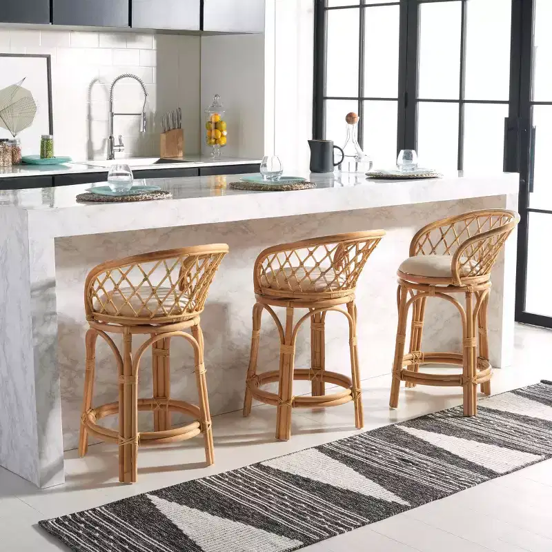 Yuta Rattan Counter Stool W/ Cushion - BST6504 - Safavieh