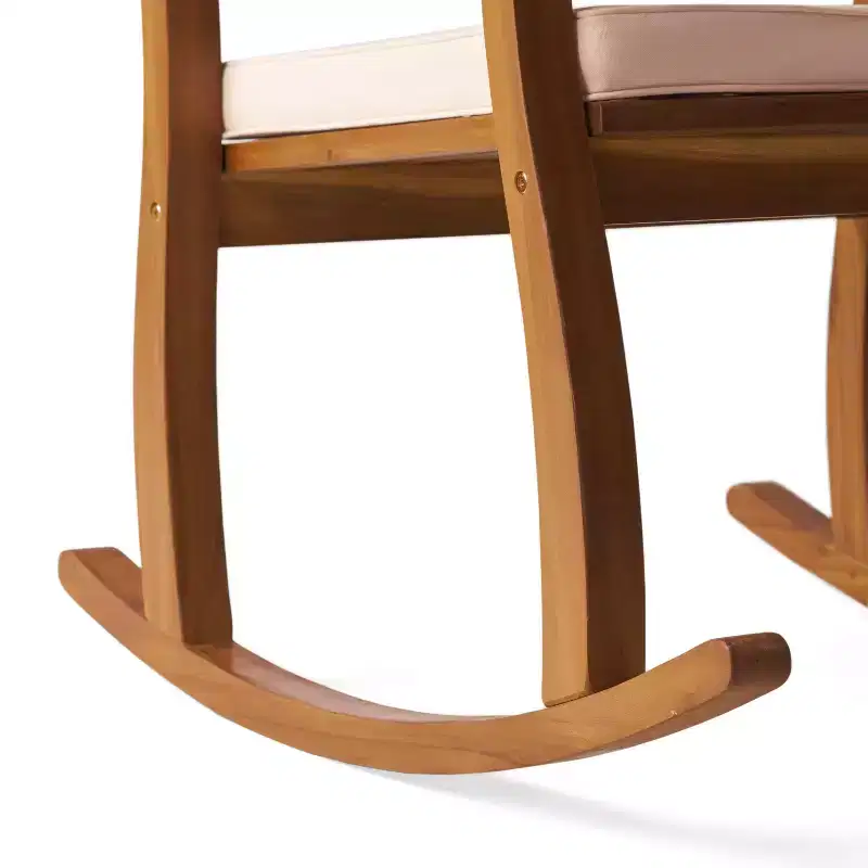 Selma Acacia Rocking Chair with Cushion: Weather-Resistant, Gentle Motion - Christopher Knight Home