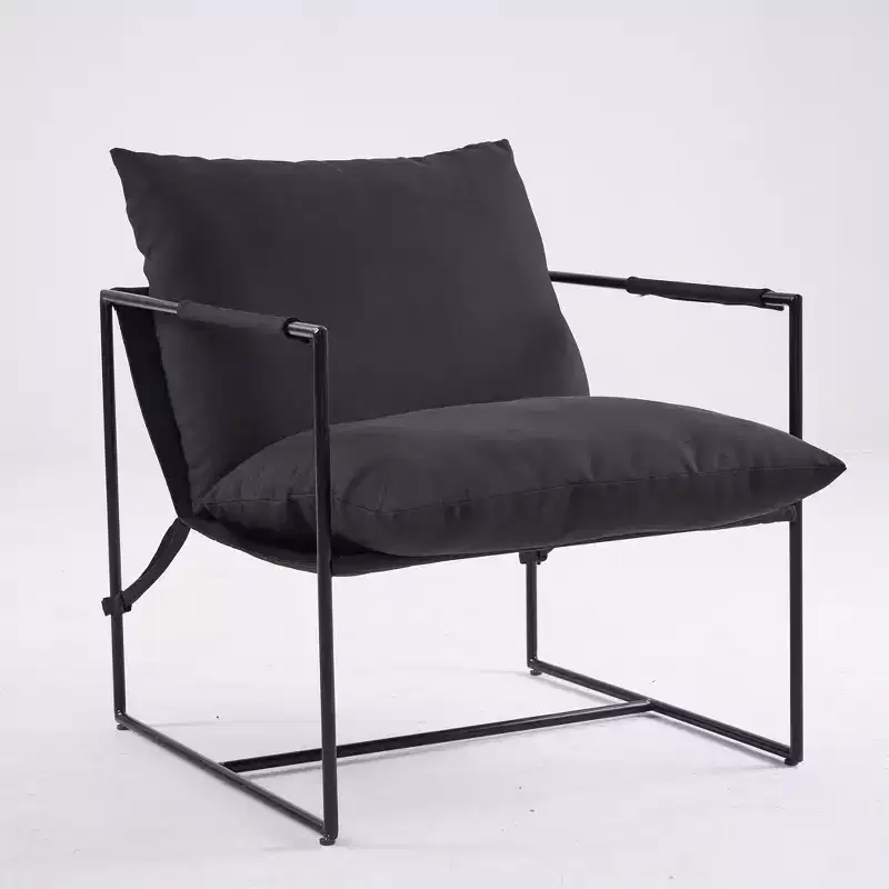 Upholstered Sling Accent Chair with Metal Frame Modern Style