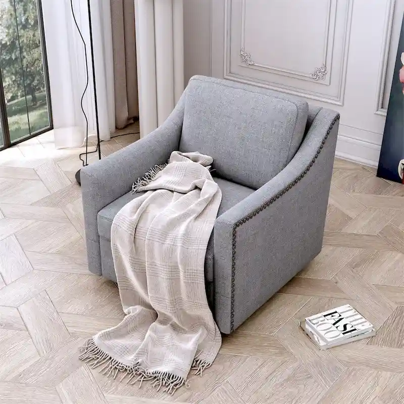 Swivel Linen Blend Modern Soft Velvet Material Ergonomics Accent Chair