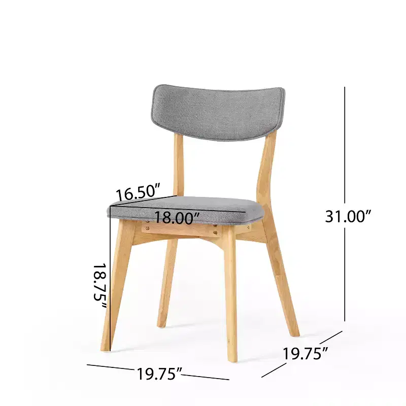 Mid-Century Modern Wood Fabric Upholstered 5 Piece Dining Set