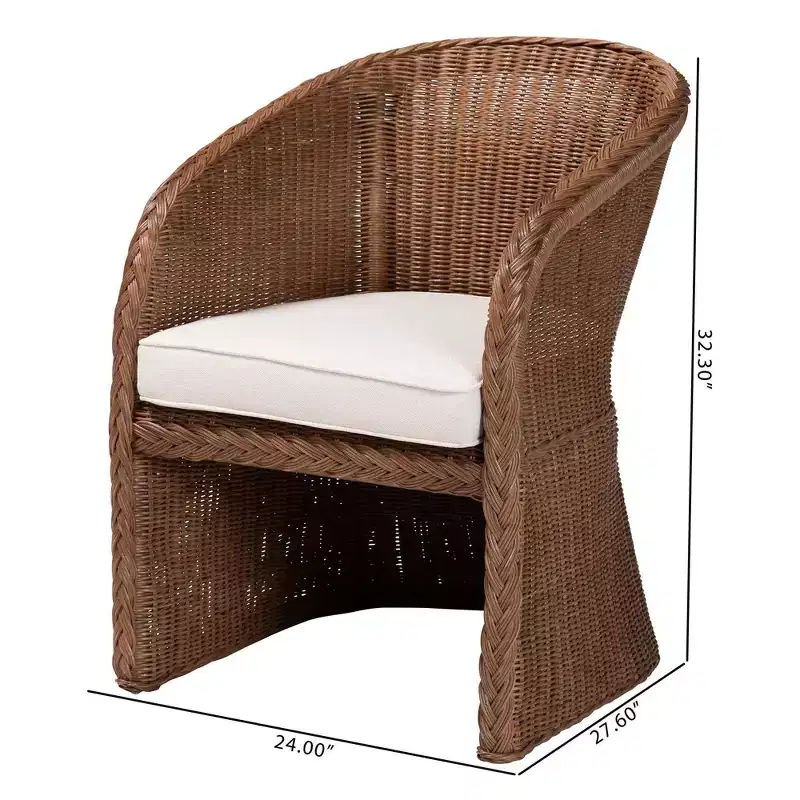 bali & pari Memphis Braided Rattan Arm Chair Peanut Brown