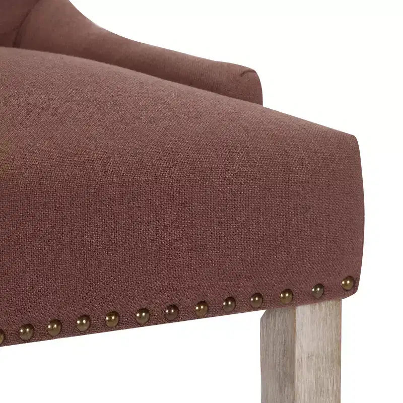 WestinTrends 29 Linen Tufted Buttons Upholstered Wingback Bar Stool (Set of 3), Brown