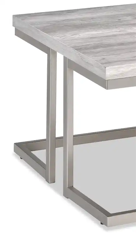 47 Modern Coffee Table - Grey and Pewter with Metal Base