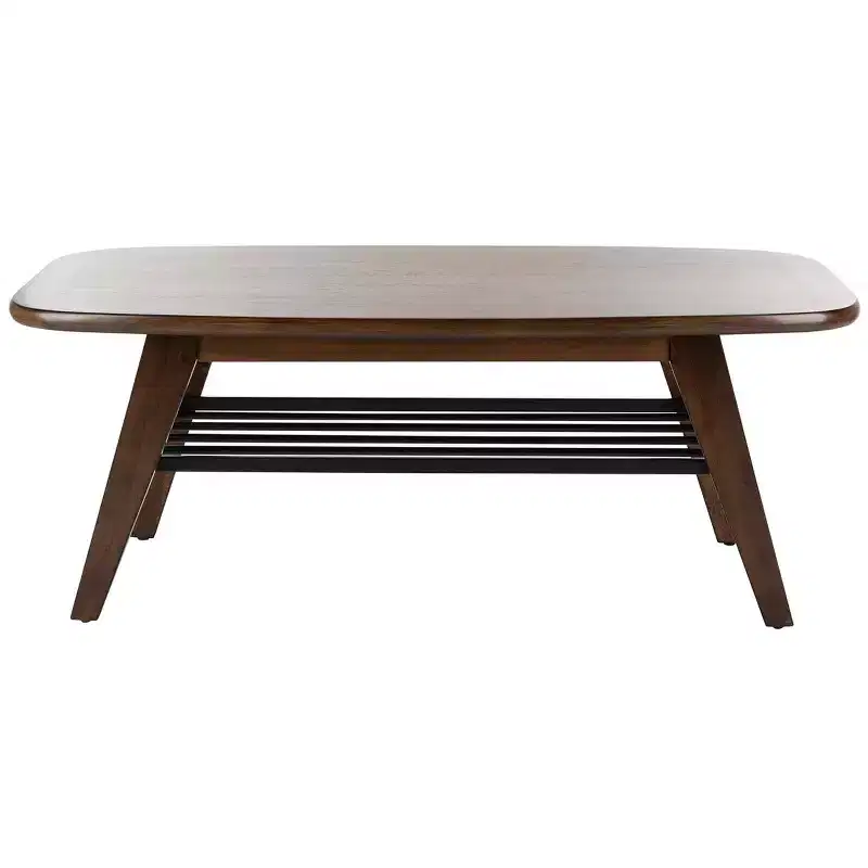 2-Tier Coffee Table - Walnut & Black Metal