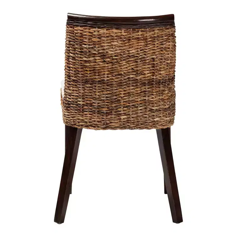 bali & pari Abbas Seagrass and Wood Dining Chair Natural Brown/White/Dark Brown