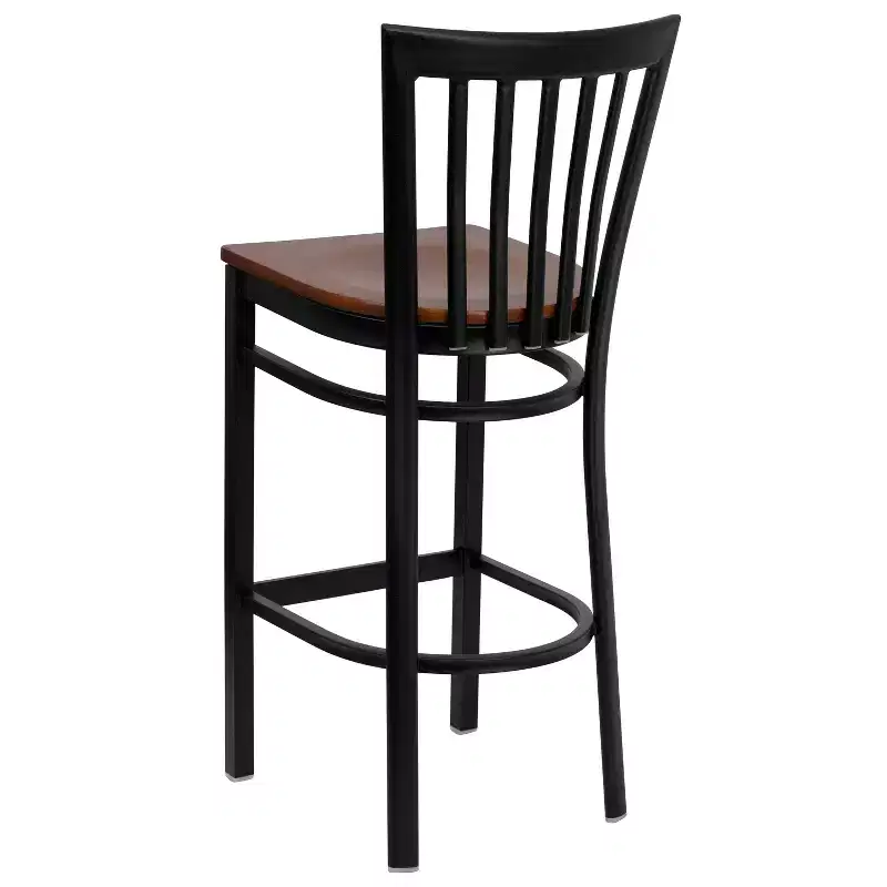 School House Back Metal Restaurant Barstool, Set of 2