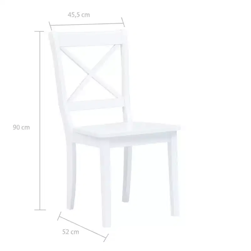 vidaXL Dining Chair Set of 4 White Solid rubber wood Standard
