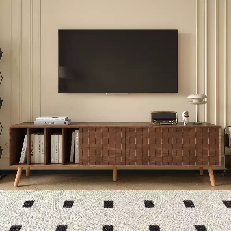 Walnut TV Stand, Mid-Century Style, Fits TVs up to 80
