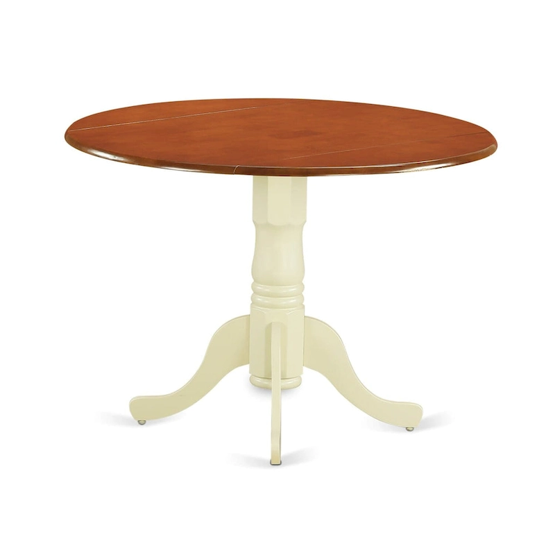 East West Furniture Dining Room Furniture Set- a Round Dining Table and Wood Seat Chairs, Buttermilk & Cherry (Pieces Options)
