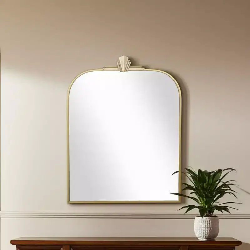HomeRoots 31 Gold Metal Art Deco Arch Accent Mirror