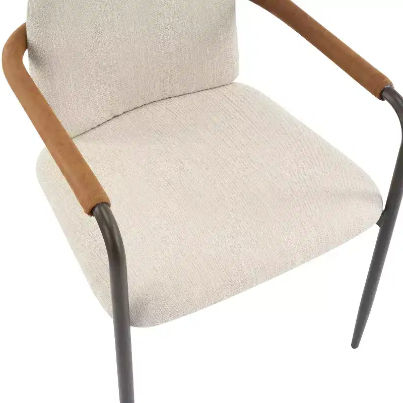 Christopher Knight Home Set of 2 Jeremiah Modern Upholstered Dining Chairs with Iron Frame Beige/Espresso