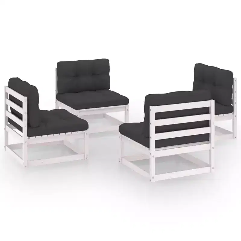 vidaXL Patio Furniture Set 4 Piece Outdoor Patio Lounge Set Solid Wood Pine