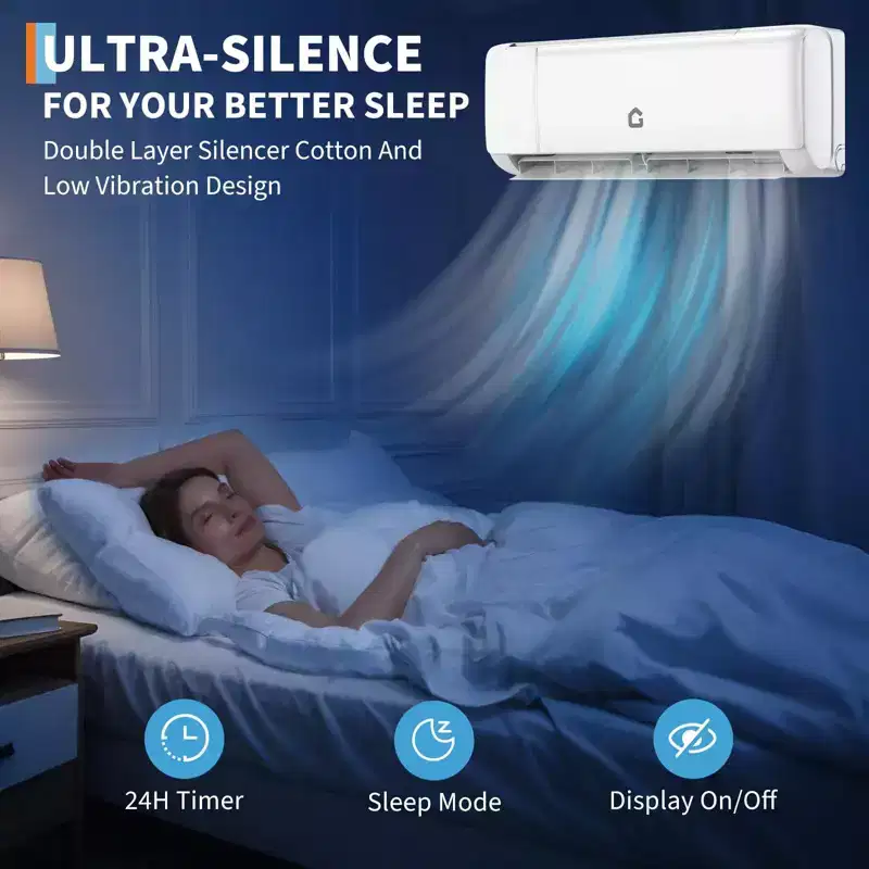 24000 BTU Wifi Mini Split AC, 19 SEER2 208-230V Inverter Ductless Wall AC w/WiFi & Alexa Compatible