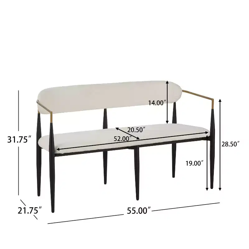 Christopher Knight Home Piper Modern Iron Frame Upholstered 55" Loveseat with Open Curved Back Black/Gold Boucle