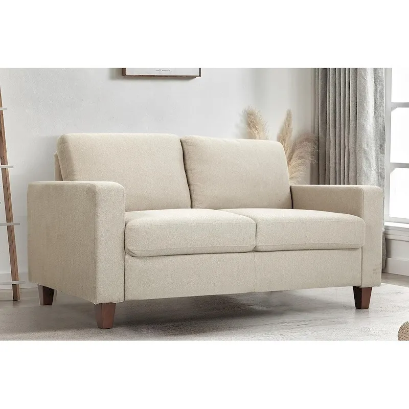 Miles Mid Century Modern Loveseat 2 Seater Sofa Couch with Reversible Back Pillows Large
