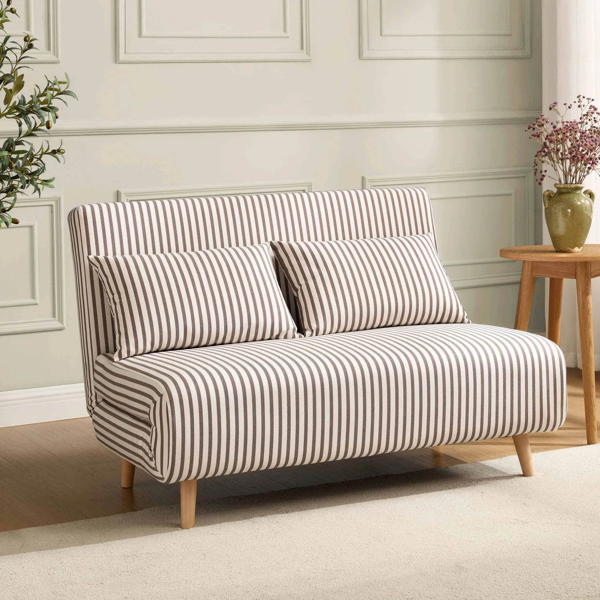 Double Sofa Bed - Chocolate Stripe