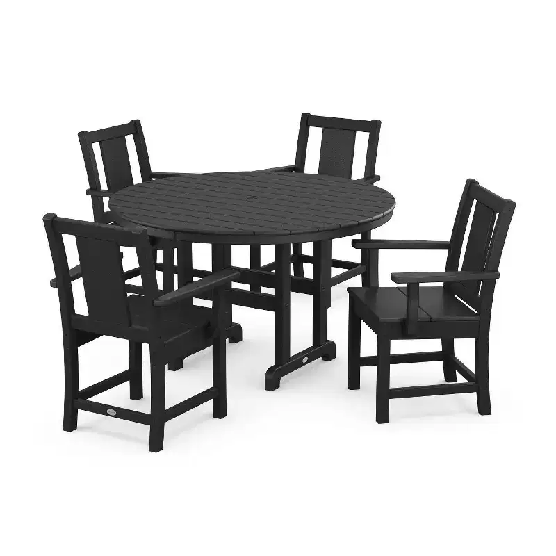 POLYWOOD 5pc Prairie Round Farmhouse Outdoor Patio Dining Set