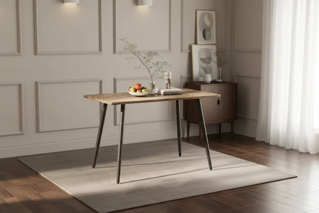 Modern Wooden Dining Table with Clean Lines and Sturdy Base