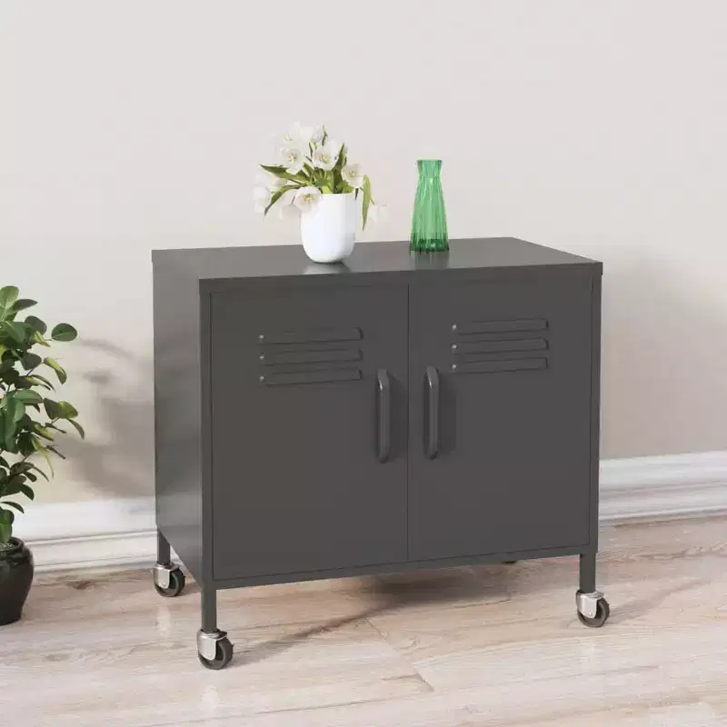 CLIHOME Heavy Duty Storage Cabinet, Freestanding File Cabinet with Wheels for Home Office, Industrial Style