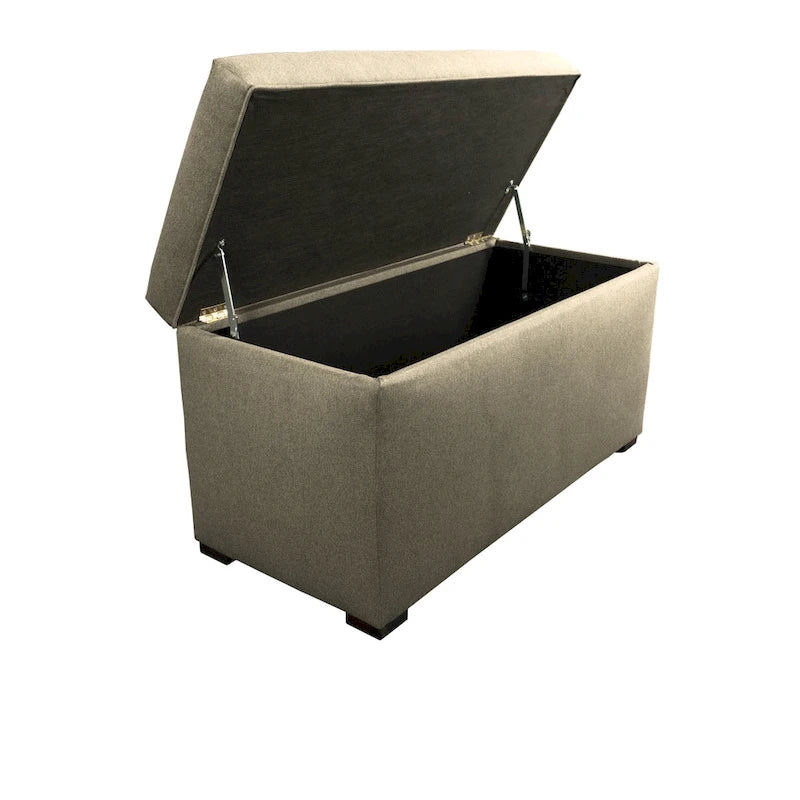 Khaki / Saddle Brown Button-Tufted Storage Trunk Bench