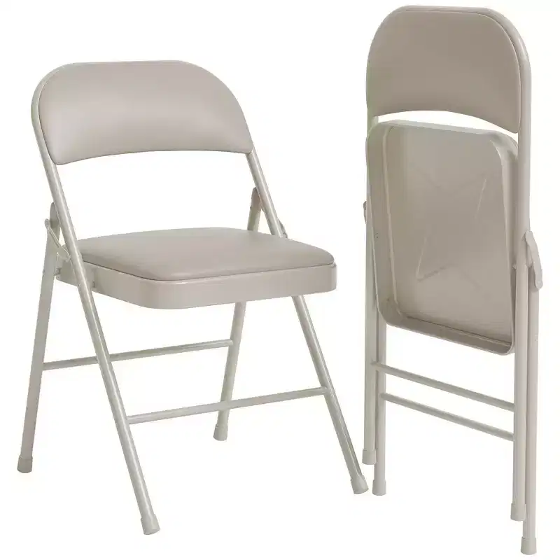 Folding Chairs Set of 2/4, PU Upholstered Foldable Chairs with Metal Frame Hold Up to 350 Pounds