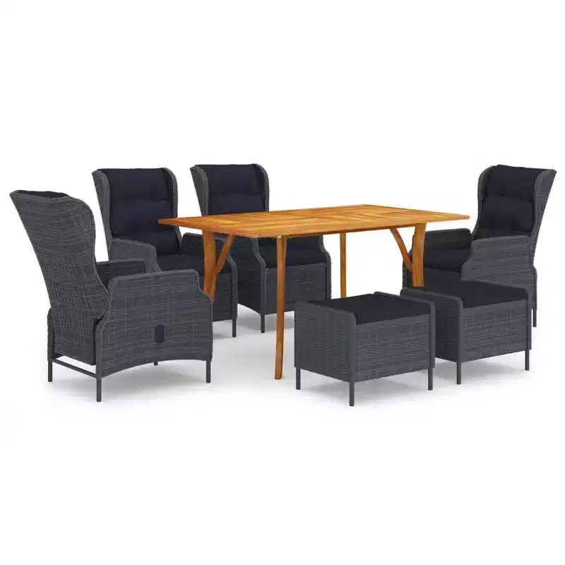 vidaXL 7 Piece Patio Dining Set Dark Gray