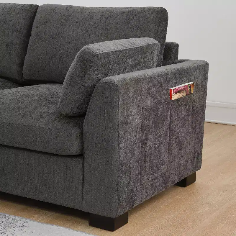 Merax 5-Seat Chenille Upholstery L-Shaped Modular Sectional Sofa