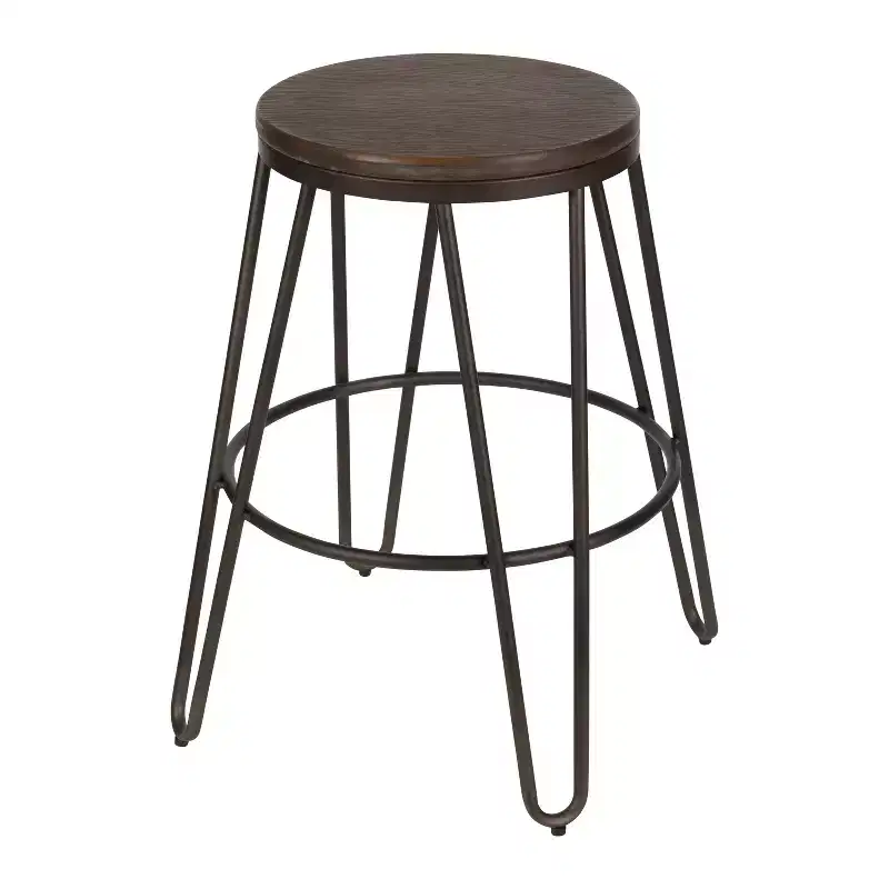 Wood and Metal Bar Stools | Set of 4