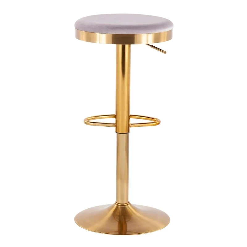Lumisource Dakota Barstool in Gold Steel and White Leather - Set of 2 - 15Lx15Wx23-31.75H