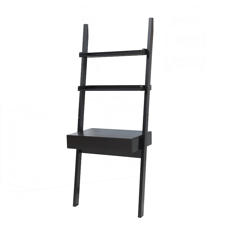 Modern Home Office Desk with Ladder Bookcase and Functional Storage