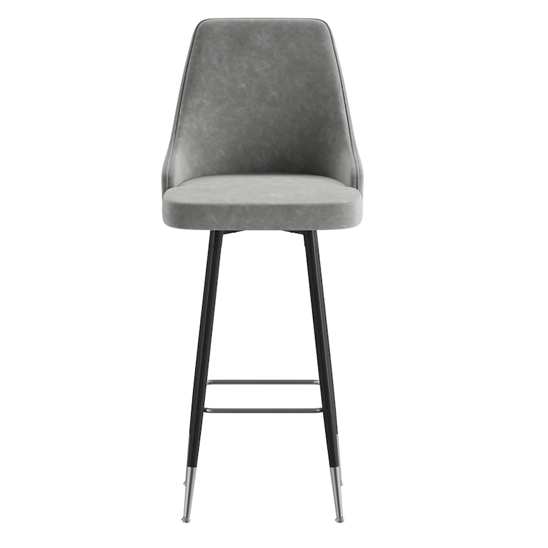 Commercial LeatherSoft Bar Height Stool with Metal Feet & Footrests - 2 Pack - 18.5W x 20D x 43.25H