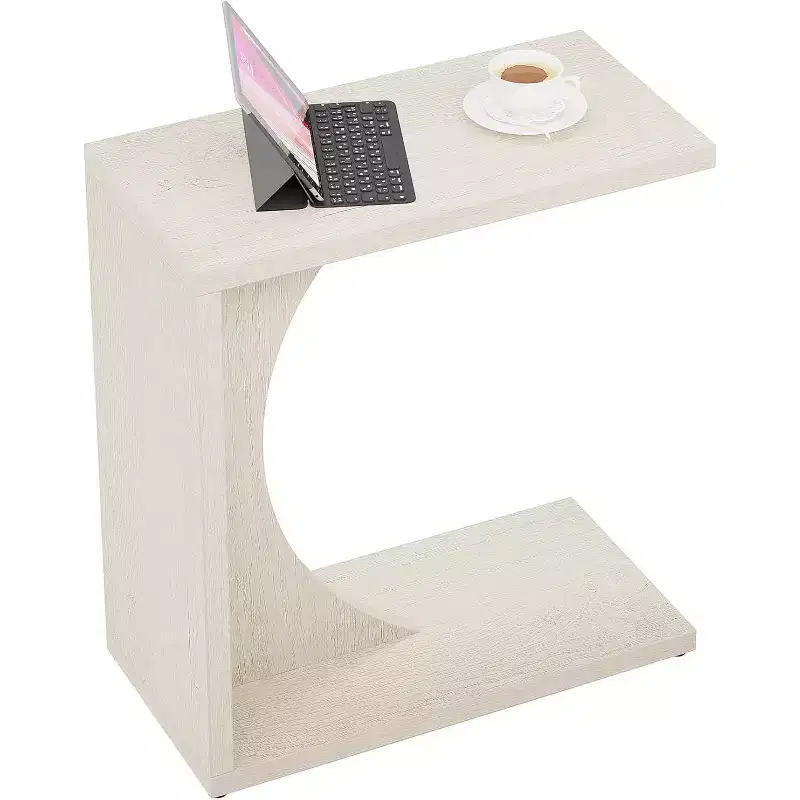 Lantine C-Shaped End Table, Couch Table for Small Space