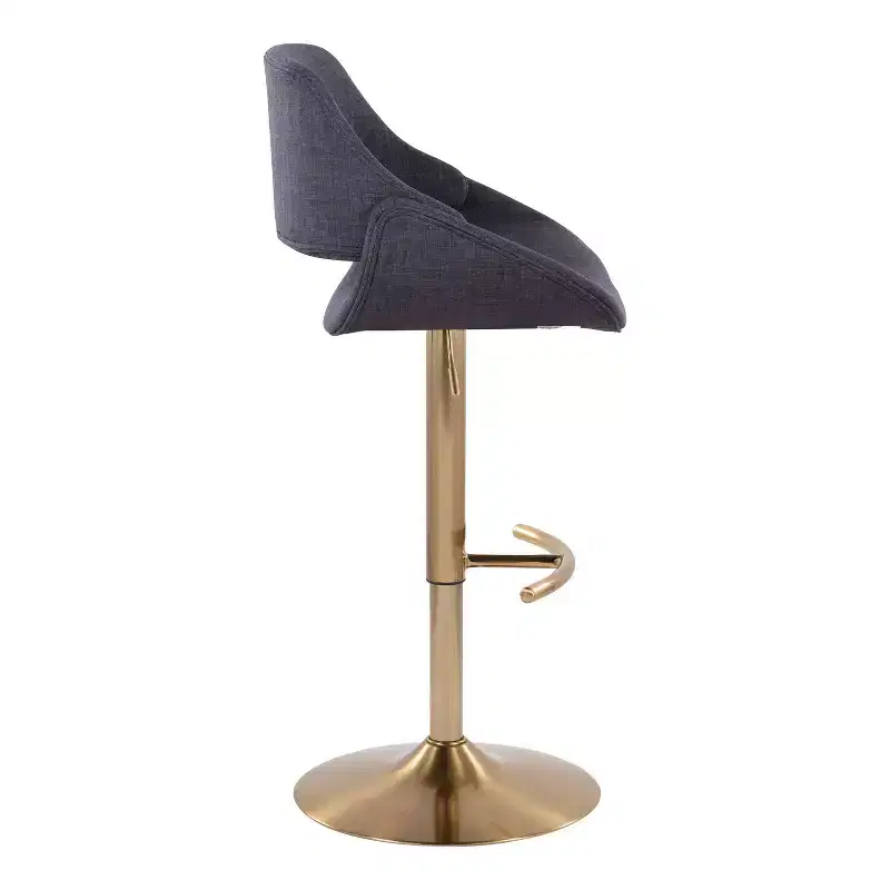 LumiSource Set of 2 Fabrico Adjustable Barstools Gold/Charcoal Fabric