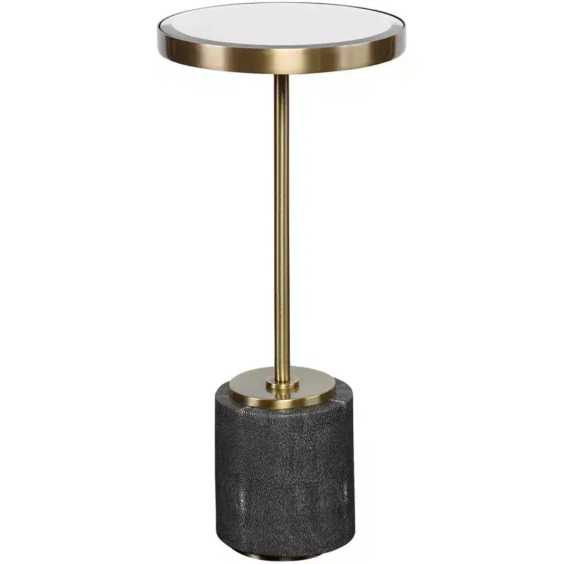 Uttermost Modern Glam Brushed Brass Round Accent Table 11 3/4 Wide Gold Mirror Tabletop for Living Room Bedroom Bedside Entryway