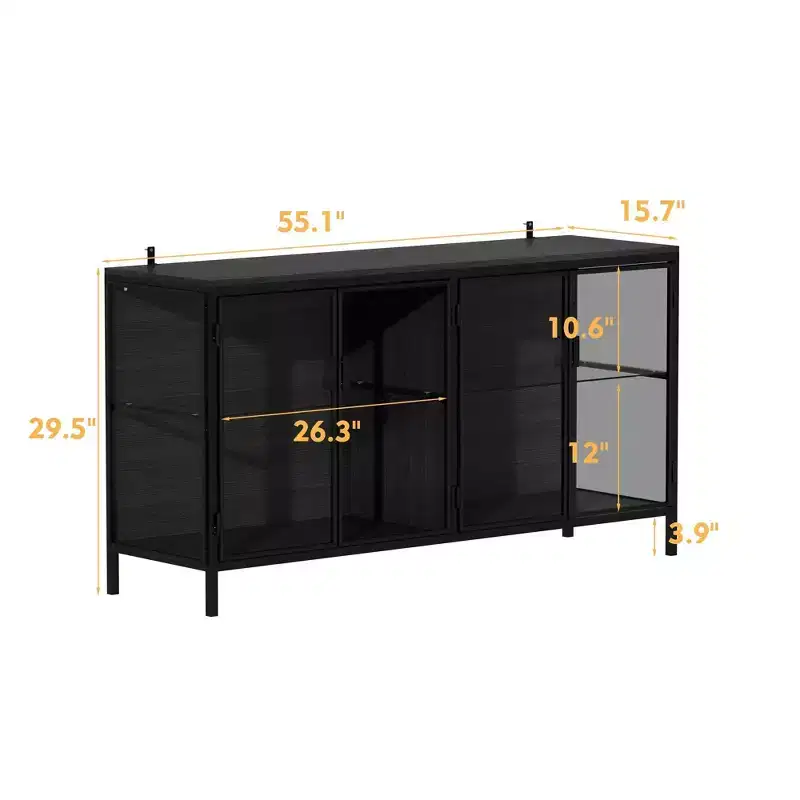 Famapy Black Tempered Glass Display Cabinet Illuminating Your Home with Style and Function