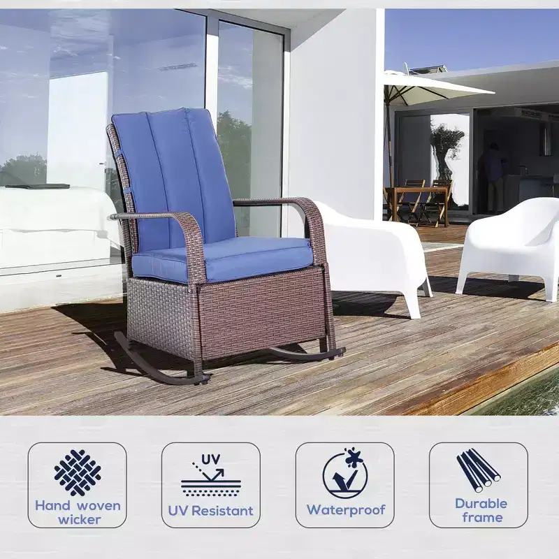 PE Rattan Rocking Recliner with Footrest