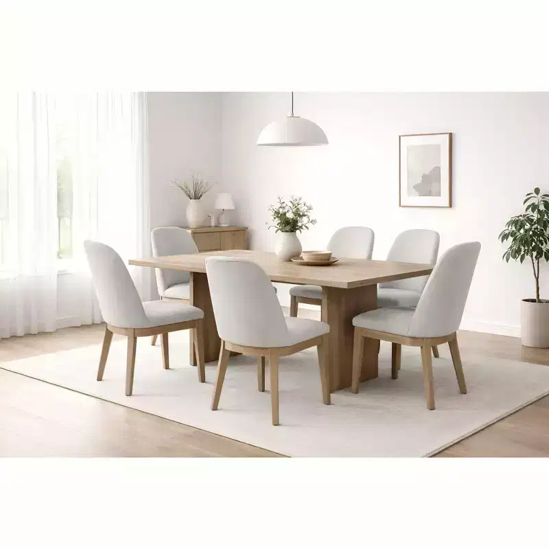 Rubberwood Upholstered Dining Side Chairs, Set of 2 – High Back Armless Contemporary Style