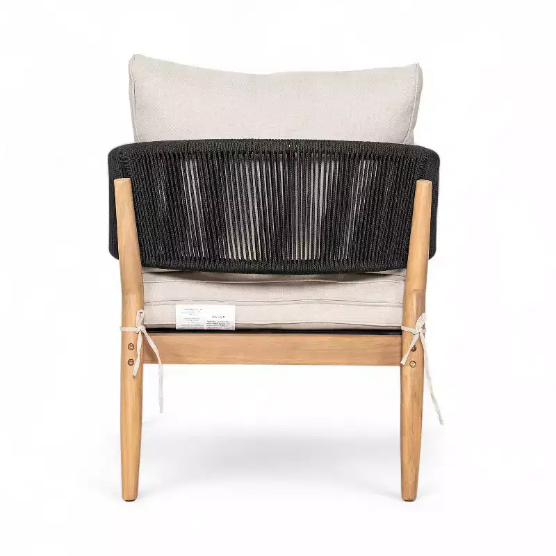 Christopher Knight Home Ryoma Modern Patio Acacia Wood Woven Rope Club Chair with Cushions (Set of 2)