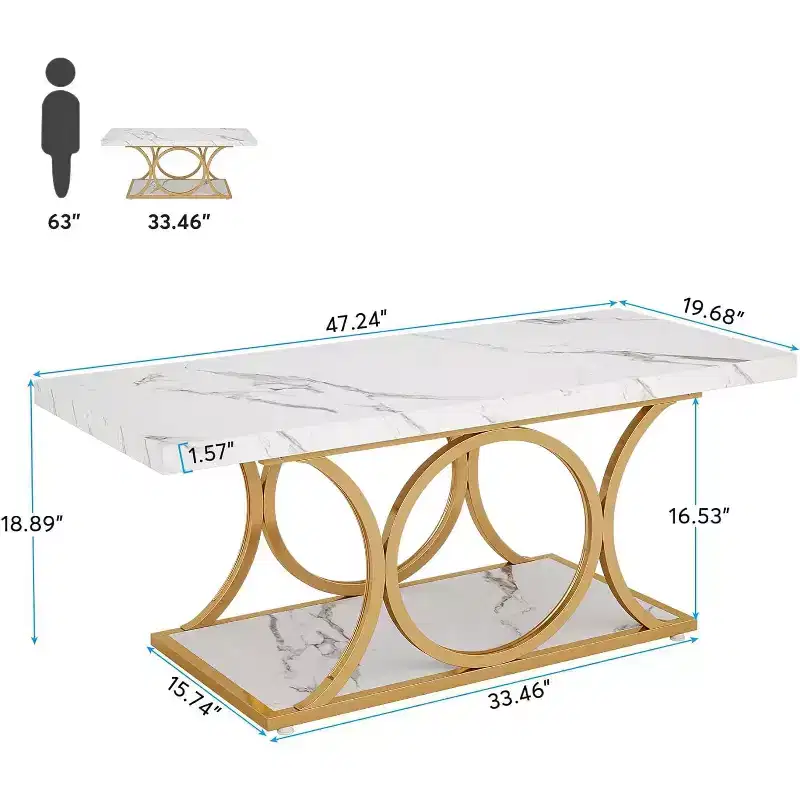 Lantine 47.24-inch 2-Tier Rectangle Coffee Table