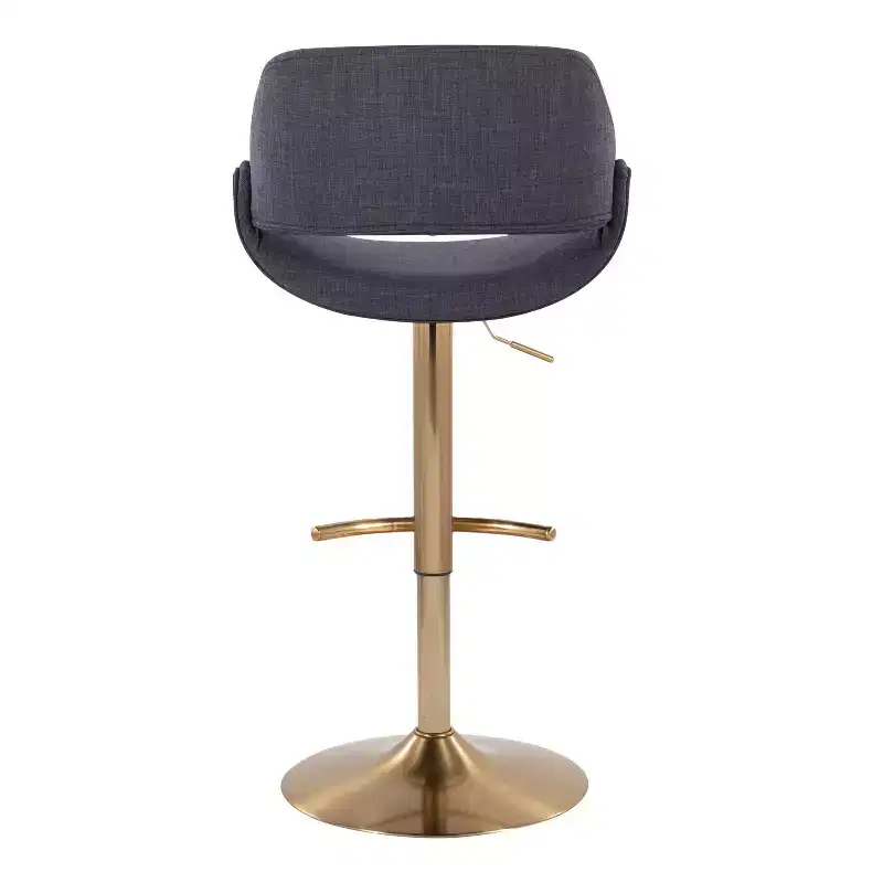 LumiSource Set of 2 Fabrico Adjustable Barstools Gold/Charcoal Fabric