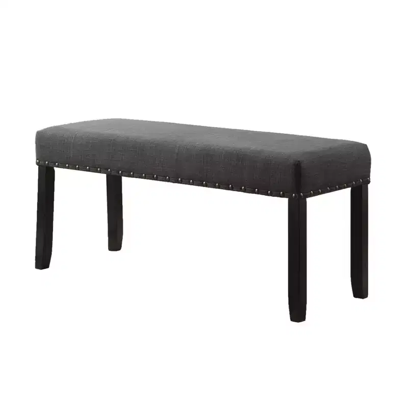 Roundhill Furniture Biony Fabric Dining Bench with Nailhead Trim