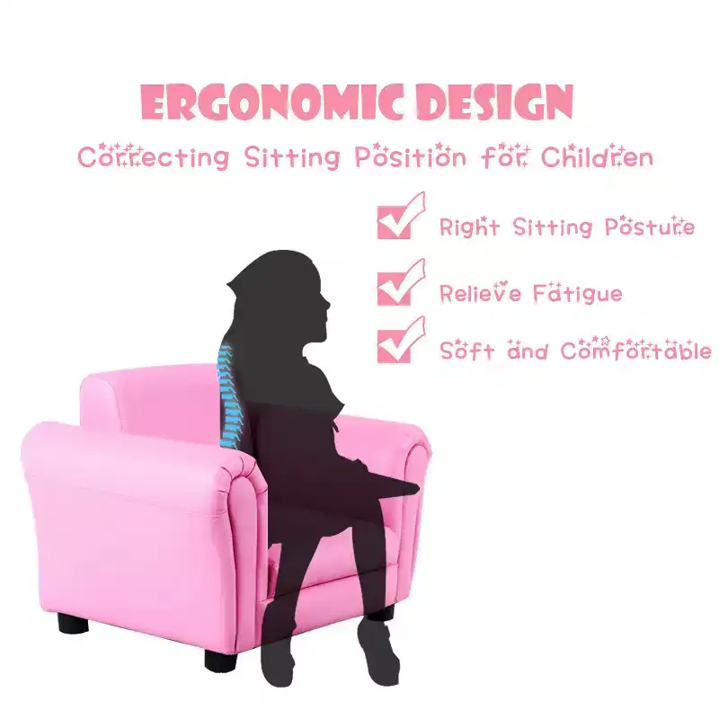 Costway Kids Sofa Armrest Chair Couch Children Toddler Birthday Gift w/ Ottoman Pink